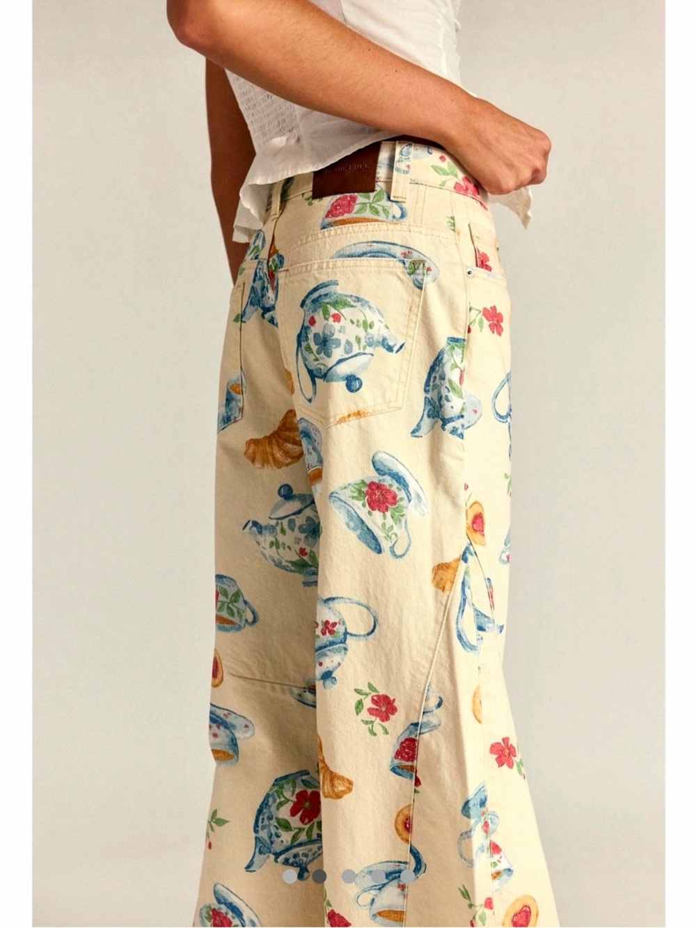 NWT Free People Eden Tea Party Printed Slouch Jeans 29 Rare Sold Out - Picture 5 of 9